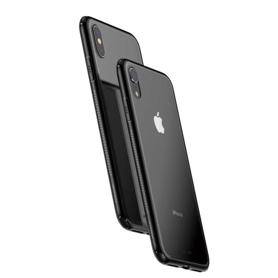 iPhone XR 6.1 Orijinal Baseus Kenarları Silikon Cam Kılıf
