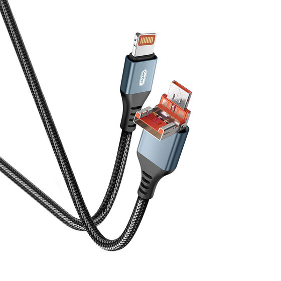 Lightning to Type-C ve Lightning to USB-A Kablo 1.2M Go Des GD-UC595 Biyonik Terminal Tasarım PD20W