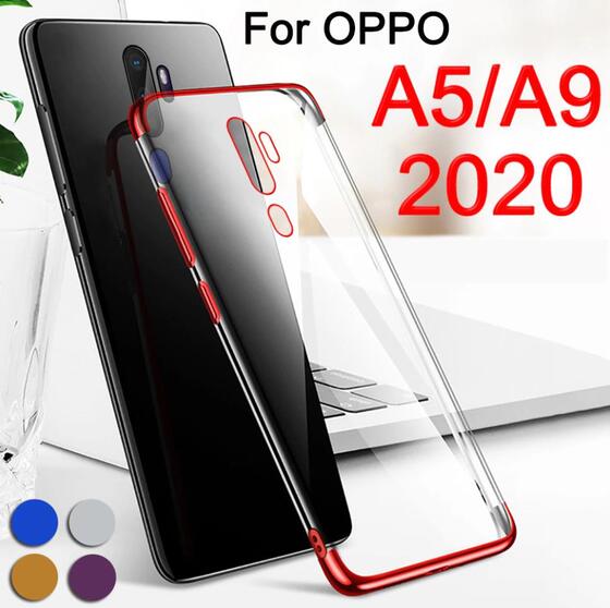 Oppo A5 2020 Köşeleri Renkli Şeffaf Kamera Korumalı Kılıf