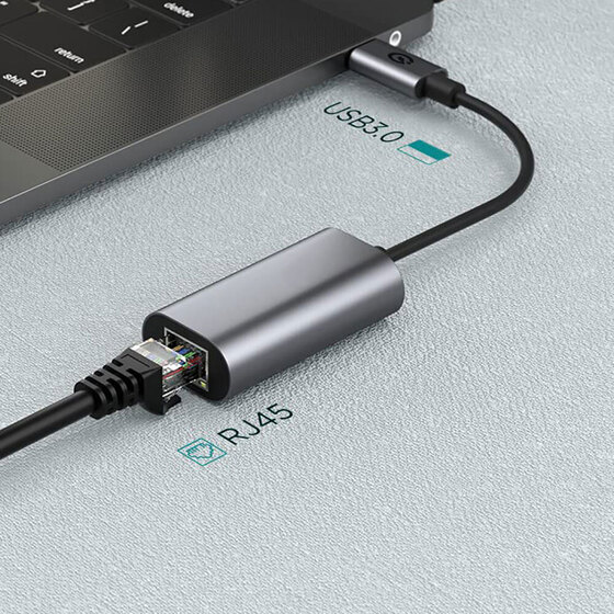 QG03 USB-A to RJ45 USB 3.0 Ethernet Dönüştürücü Kablo 1000Mbps 22cm