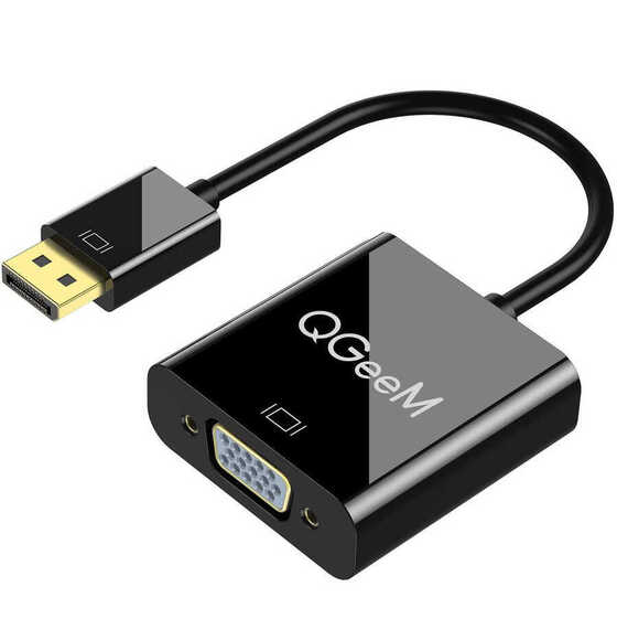 Qgeem QG-HD25 VGA To Display Port Dönüştürücü Adaptör 1080p Full HD 60Hz Görüntü Aktarım