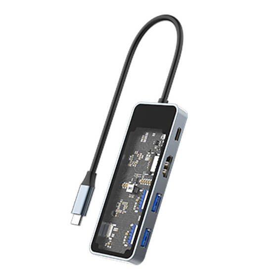 Recci RH16 Type-C to Type-C PD100W/USB3.0/HDMI/Type-C Bağlantılı 5in1 Hub