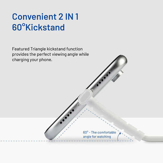 Roar Kick Stand Lightning USB Kablo L Tasarım 2.4A Hızlı Şarj Kablosu 100 cm Data Kablo
