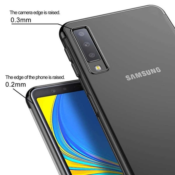 Samsung Galaxy A7 2018 İnce Köşeleri Renkli Şeffaf Kaliteli Kılıf