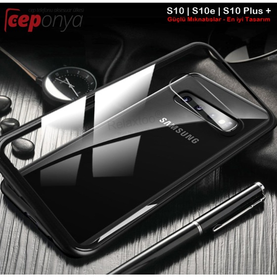 Samsung Galaxy S10 Plus Mıknatıslı 360° Tam Koruma Cam Kılıf