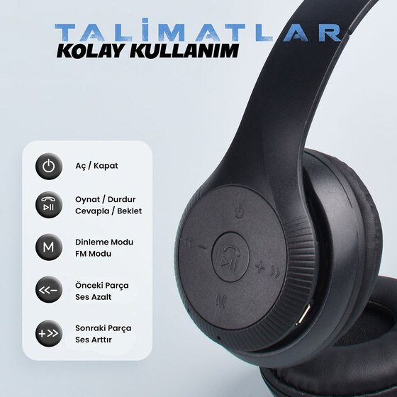 ST95 Güçlü Ses Özelliği Ayarlanabilir ve Katlanabilir Kulak Üstü Bluetooth Kulaklık