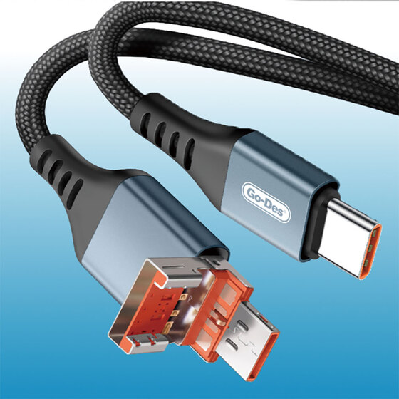 Type-C to Type-C ve USB-A to Type-C Kablo 1.2M Go Des GD-UC593 Biyonik Terminal Tasarım PD65W