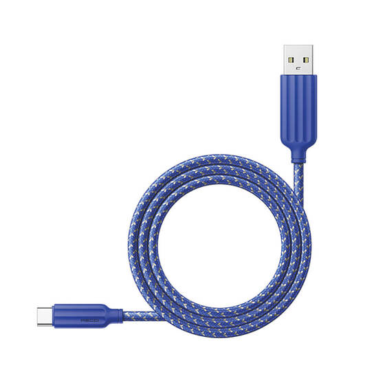 Type-C USB Şarj Kablosu Recci RTC-N23C 3A Hızlı Şarj Özellikli 1M Mavi