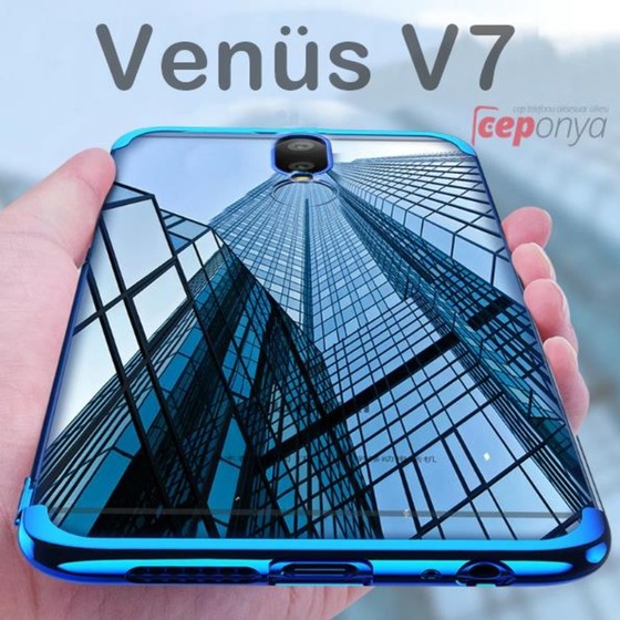 Vestel Venüs V7 Köşeleri Renkli Şeffaf Kamera Korumalı Kılıf