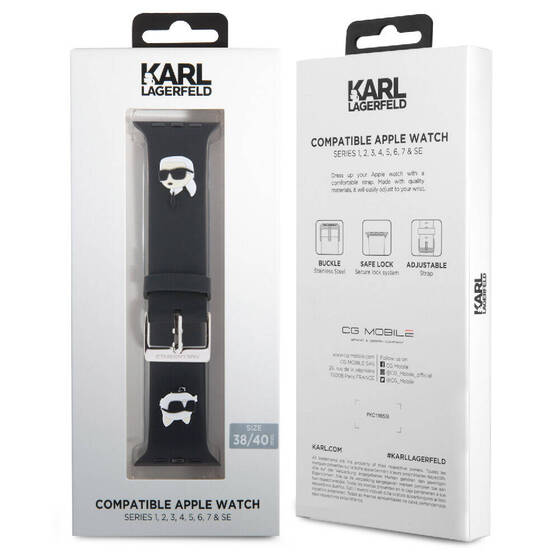 Watch 38mm Uyumlu Kordon Karl Lagerfeld Orjinal Lisanslı İkonik Karl & Choupette Logolu Strap Kayış