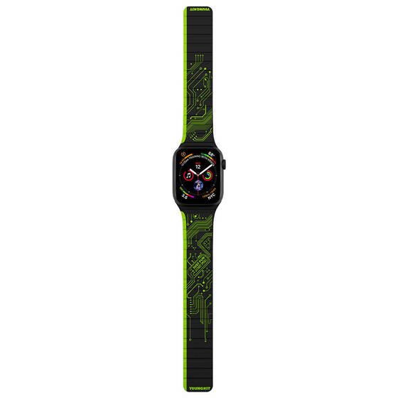 Watch 40mm Uyumlu Kordon Youngkit Technology Magnetik Tak Çıkar Silikon Strap Kayış Yeşil
