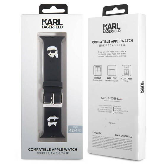 Watch 44mm Uyumlu Kordon Karl Lagerfeld Orjinal Lisanslı İkonik Karl & Choupette Logolu Strap Kayış