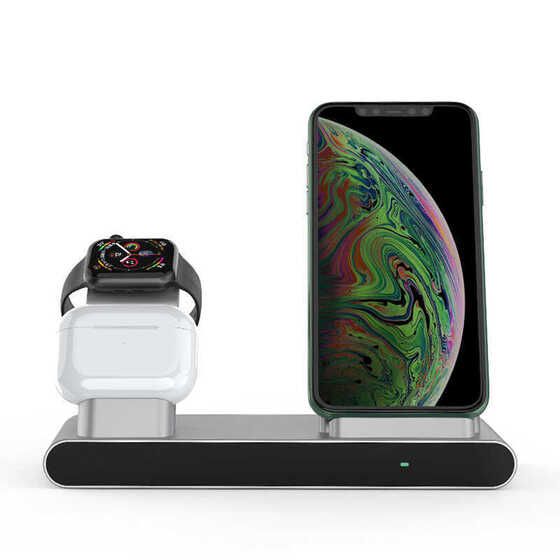 Wiwu MF500 Power Air 3 in 1 Kablosuz Şarj Standı iPhone Airpods Apple Watch Wireless Şarj İstasyonu
