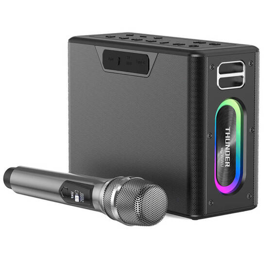 Wiwu P19 Thunder Bluetooth Speaker Hoparlör ve Karaoke Bluetooth Çift Mikrofon 12000mah-IPX4 Siyah