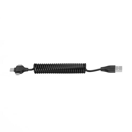 Wiwu Spiral Tasarımlı Micro Type-C ve Lightning 3in1 Spring Spiral Kablo 1m