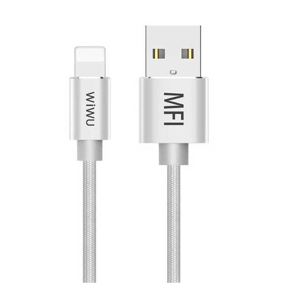 Wiwu WP201 MFI Lightning USB Kablo 2.4A Hızlı Şarj Kablosu 100 cm Naylon Örgü