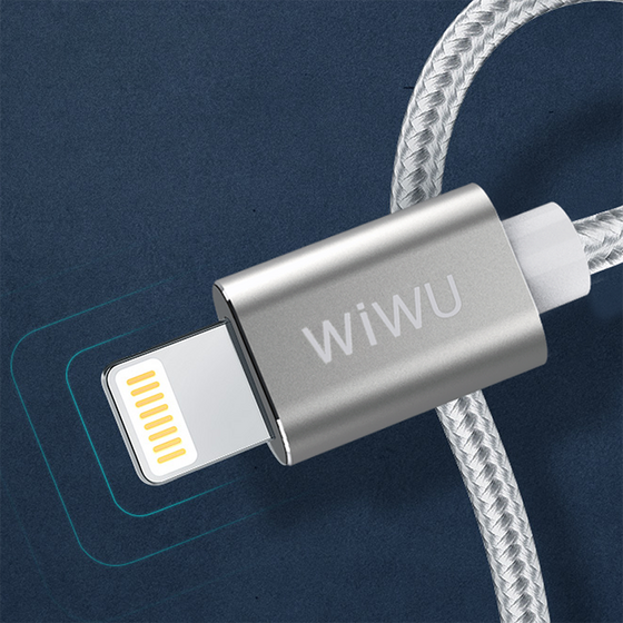 Wiwu WP201 MFI Lightning USB Kablo 2.4A Hızlı Şarj Kablosu 100 cm Naylon Örgü