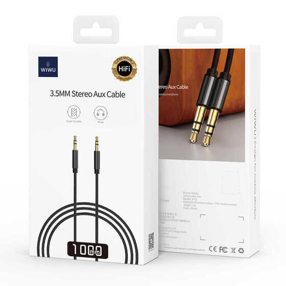 Wiwu YP-01 3.5 mm Aux Kablo Audio Stereo Hi-Fi 100 cm Örgü Tasarım