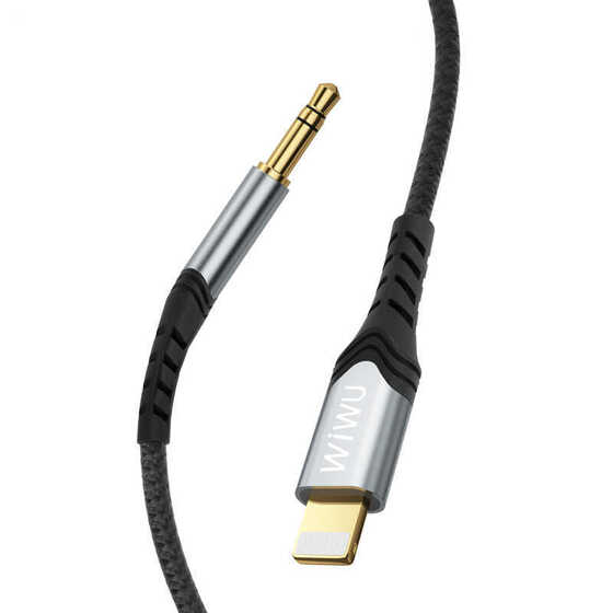 Wiwu YP02 Lightning Aux Kablo 3.5 mm Ses Kablosu 150 cm Tak & Çalıştır Sağlam Naylon Örgü