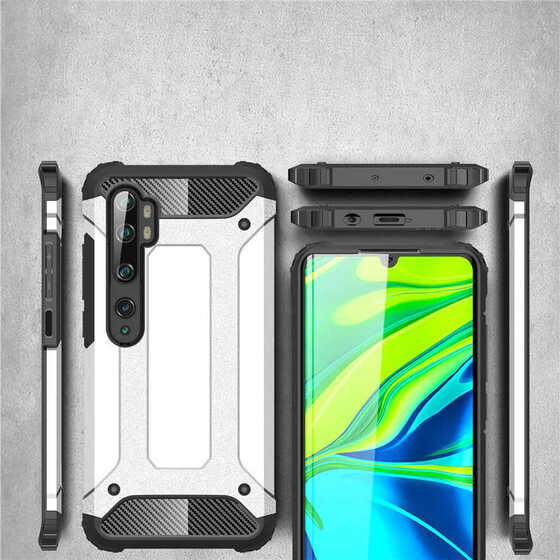 Xiaomi Mi Note 10 Kamera Korumalı Armor Hybrid Zırh Kılıf