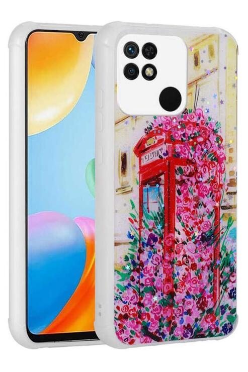 Xiaomi Poco C40 Kılıf Kamera Korumalı Simli Renkli Tasarım Silikon