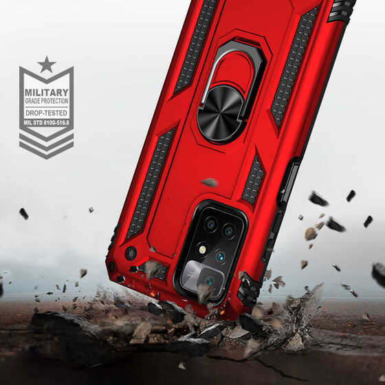 Xiaomi Redmi 10 Kılıf Yüzüklü Standlı Manyetikli Armor Zırh
