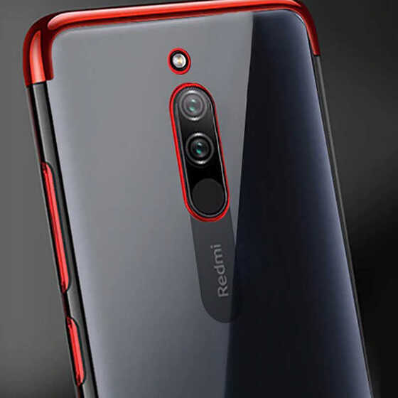 Xiaomi Redmi 8 Köşeleri Renkli Kamera Korumalı Şeffaf Kılıf