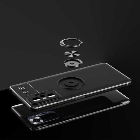Xiaomi Redmi Note 10 Pro Kılıf Kamera Korumalı Manyetik Yüzüklü Silikon